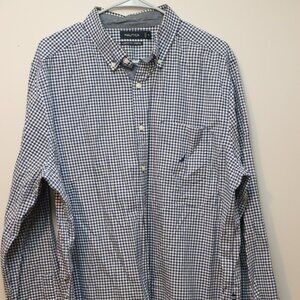 Nautica Blue Gingham Mens Long Sleeve Button Down, Size XL